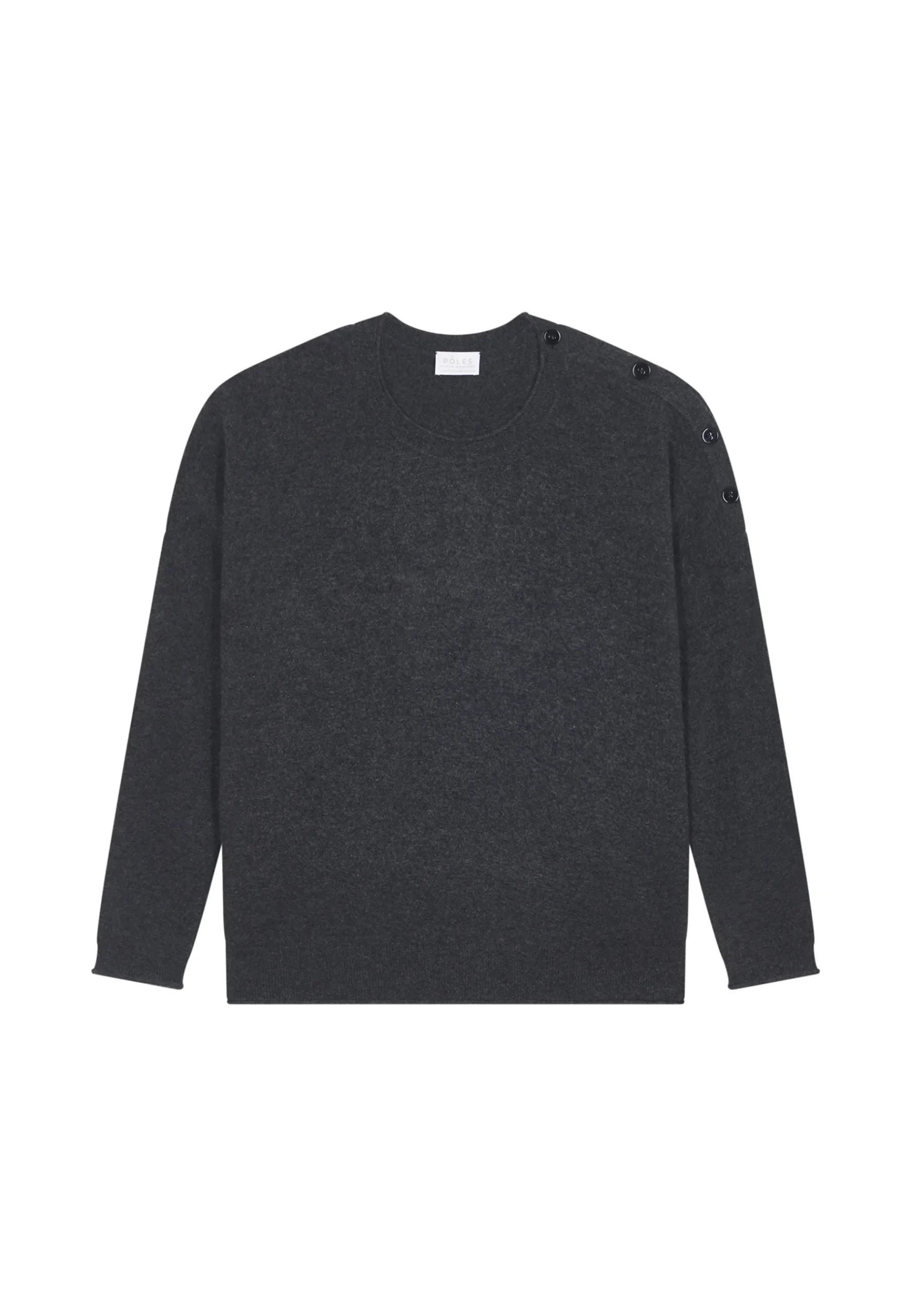 Montagut Les Incontournables-Pull ample boutonné à col rond en cachemire - Acene 10-Gris foncé