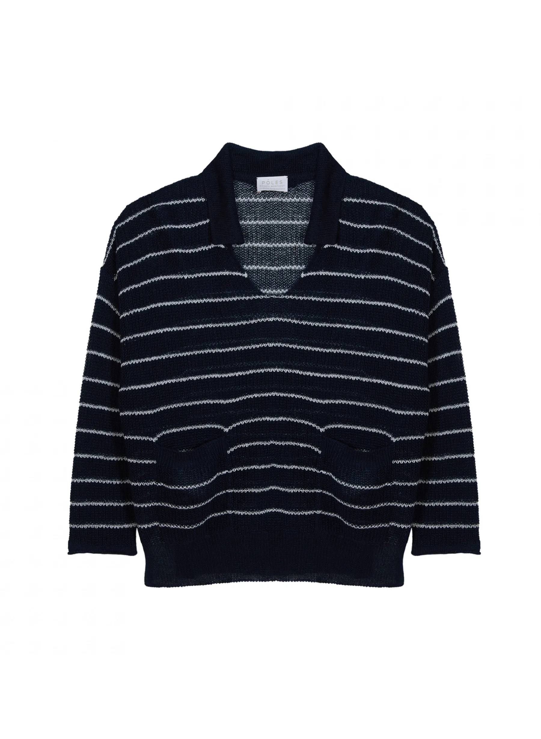 Montagut Pulls-Pull ample col polo en lin - Tiara 05-Bleu marine