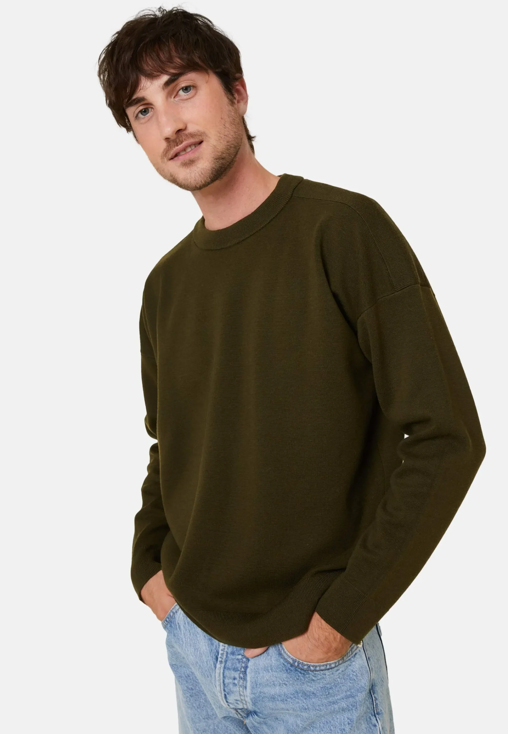 Montagut Pulls-Pull ample col rond en laine mérinos - Felix 83-Kaki