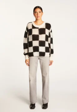 Montagut Pulls-Pull ample col rond en mohair - Rozana 01-Noir