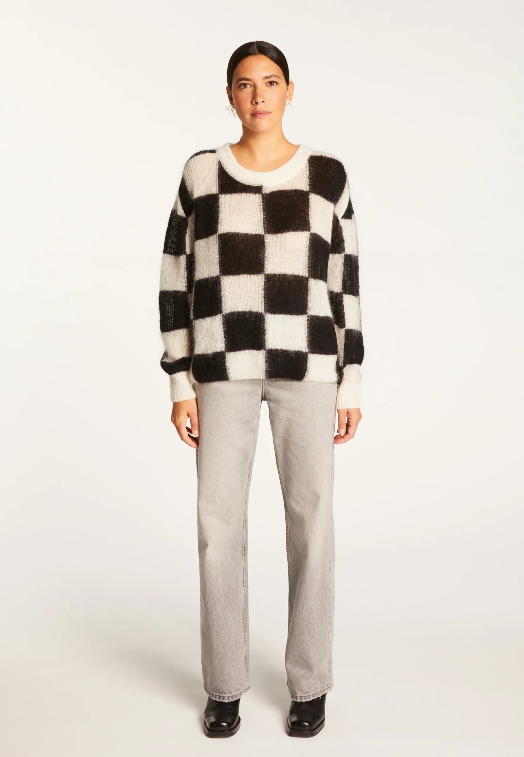 Montagut Pulls-Pull ample col rond en mohair - Rozana 01-Noir