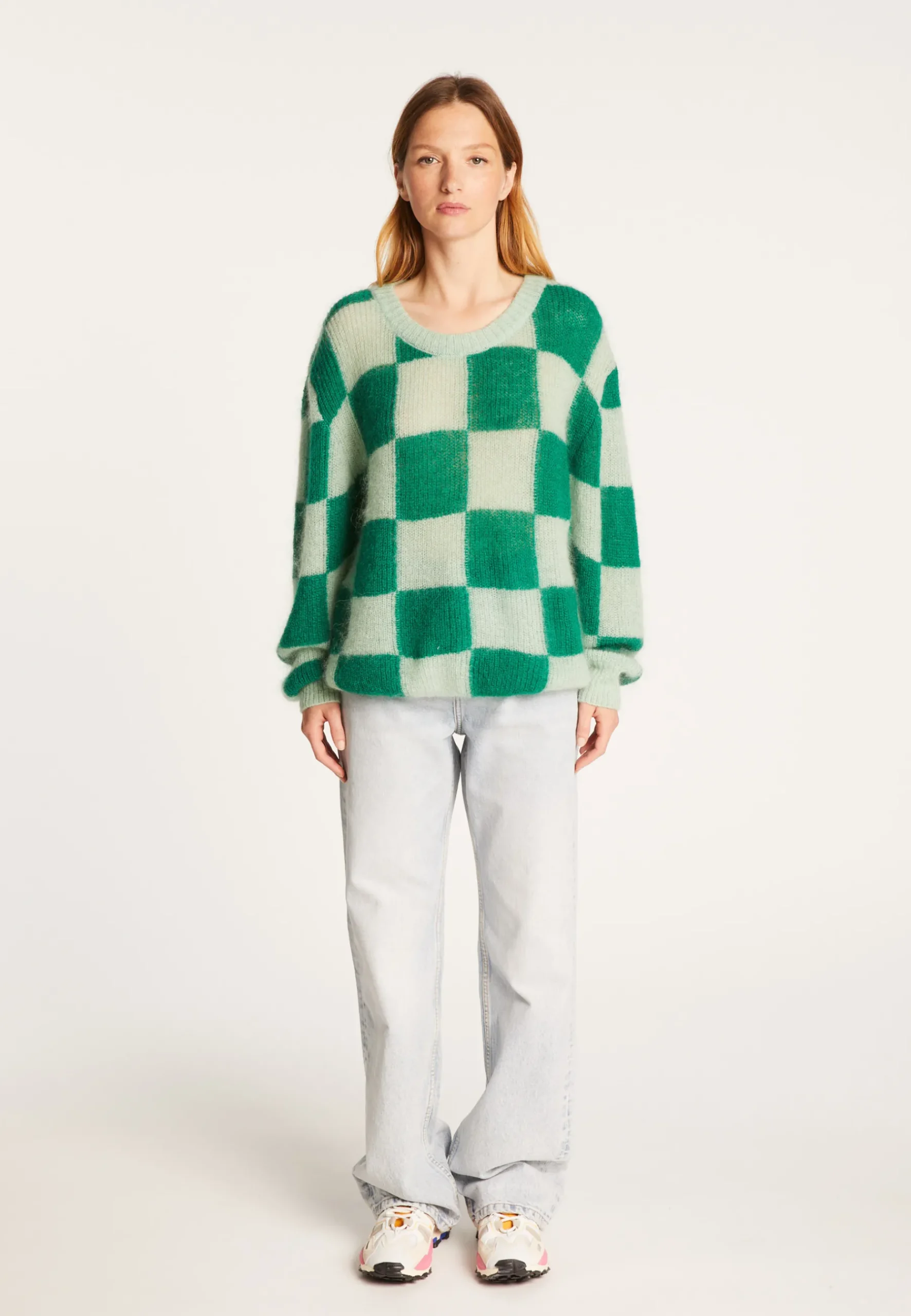 Montagut Pulls-Pull ample col rond en mohair - Rozana 22-Vert moyen
