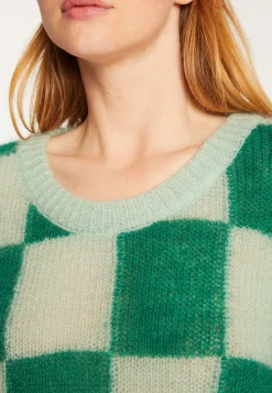 Montagut Pulls-Pull ample col rond en mohair - Rozana 22-Vert moyen