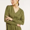 Montagut Pulls-Pull ample col V en coton - Meve 83-Kaki