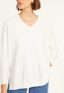 Montagut Pulls-Pull ample col V en coton - Meve 02-Blanc