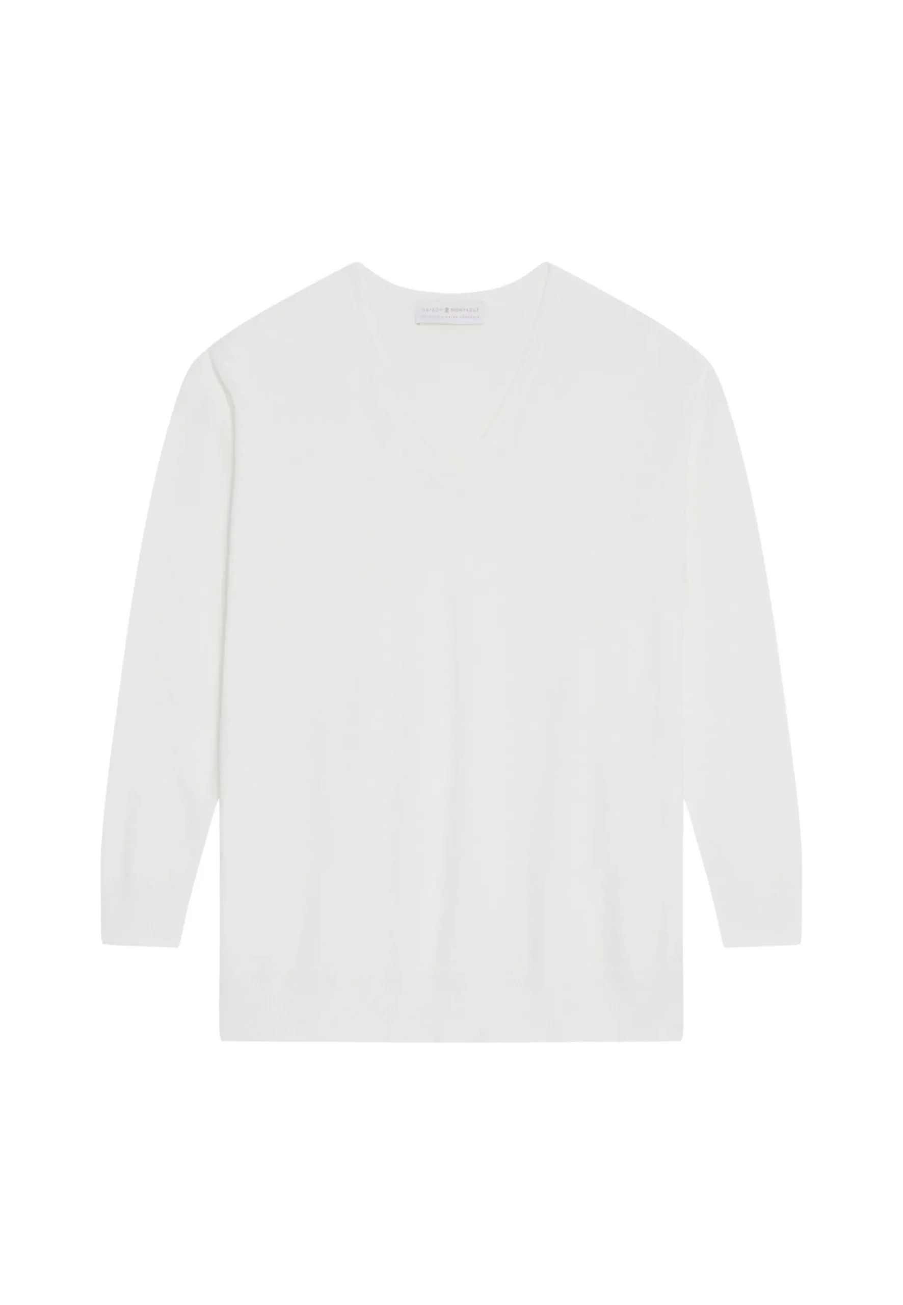 Montagut Pulls-Pull ample col V en coton - Meve 02-Blanc