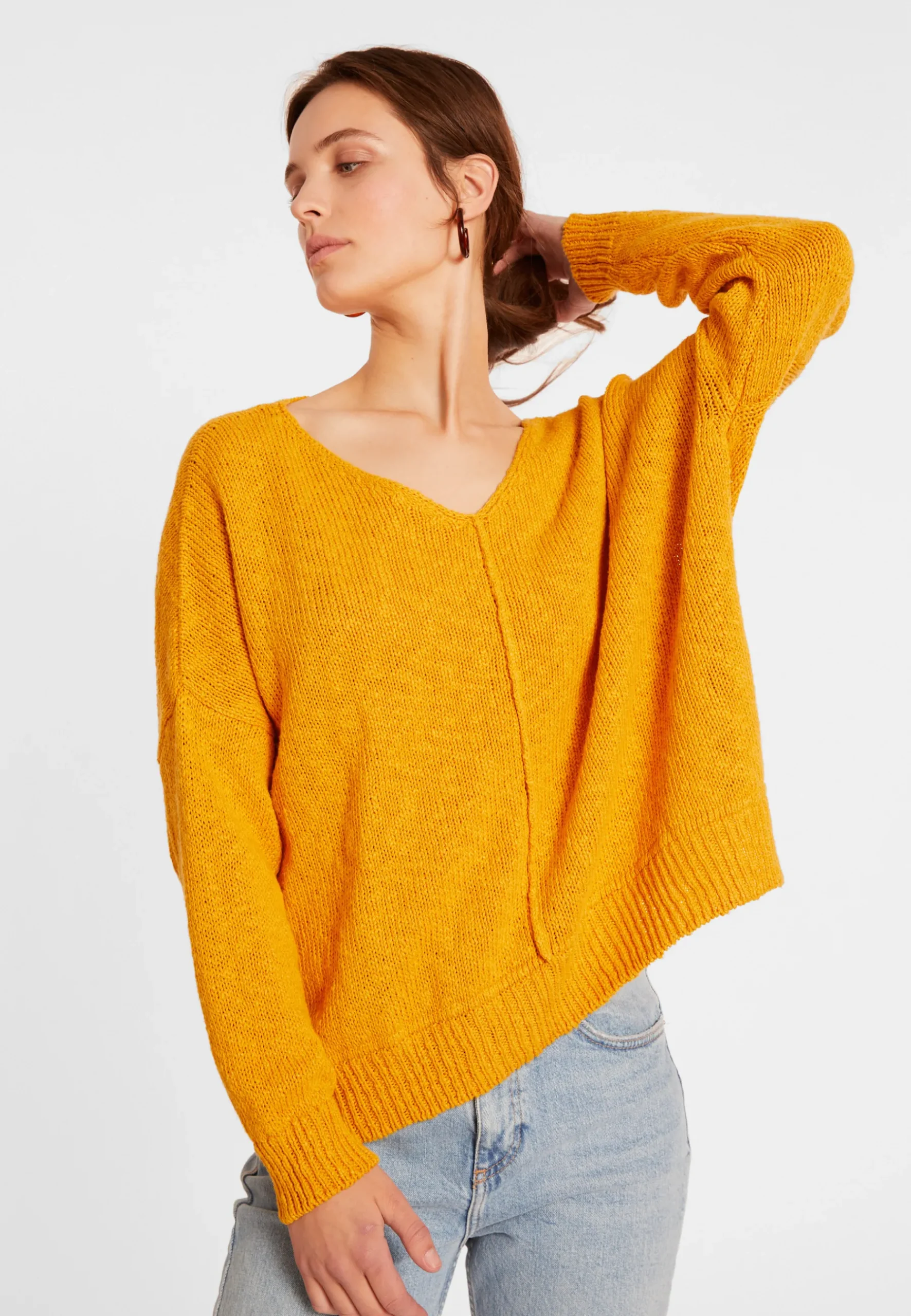 Montagut Pulls-Pull ample coton et lin - Nathalie 08-Jaune