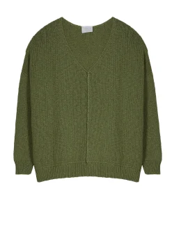 Montagut Pulls-Pull ample coton et lin - Nathalie 22-Vert moyen