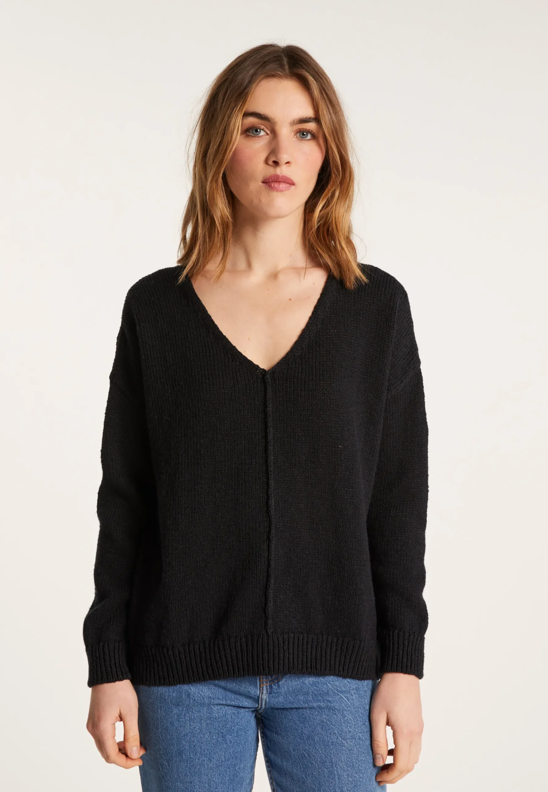 Montagut Pulls-Pull ample coton et lin - Nathalie 05-Bleu marine