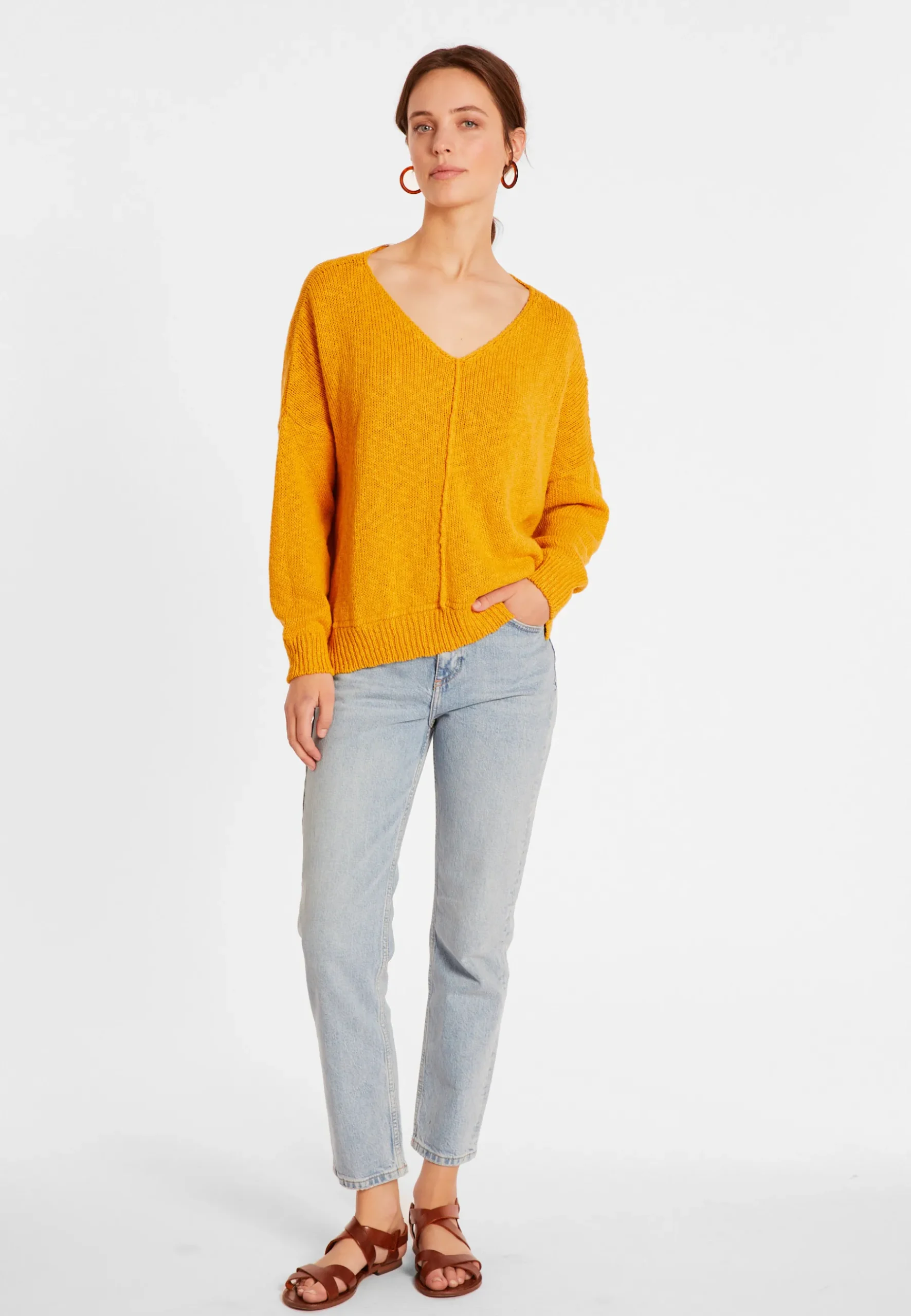 Montagut Pulls-Pull ample coton et lin - Nathalie 08-Jaune
