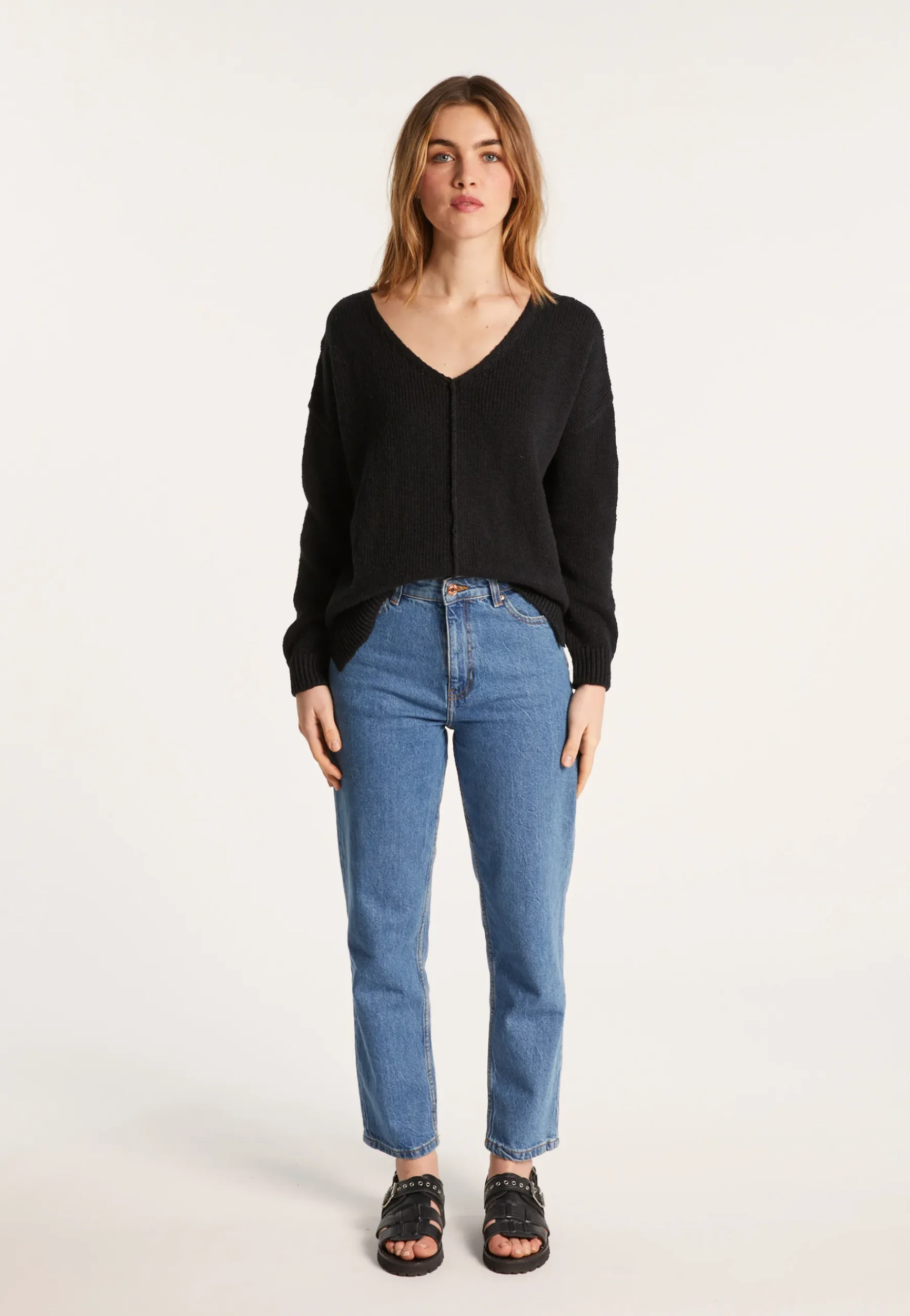 Montagut Pulls-Pull ample coton et lin - Nathalie 05-Bleu marine