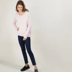Montagut Les Incontournables-Pull ample en cachemire boutons épaule - Brook 24-Rose clair