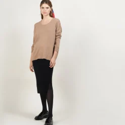 Montagut Les Incontournables-Pull ample en cachemire boutons épaule - Brook 46-Marron clair
