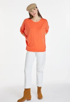 Montagut Pulls | Les Incontournables-Pull ample fin en laine mérinos - Azel 15-Orange