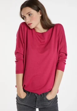 Montagut Pulls | Les Incontournables-Pull ample fin en laine mérinos - Azel 26-Rose foncé