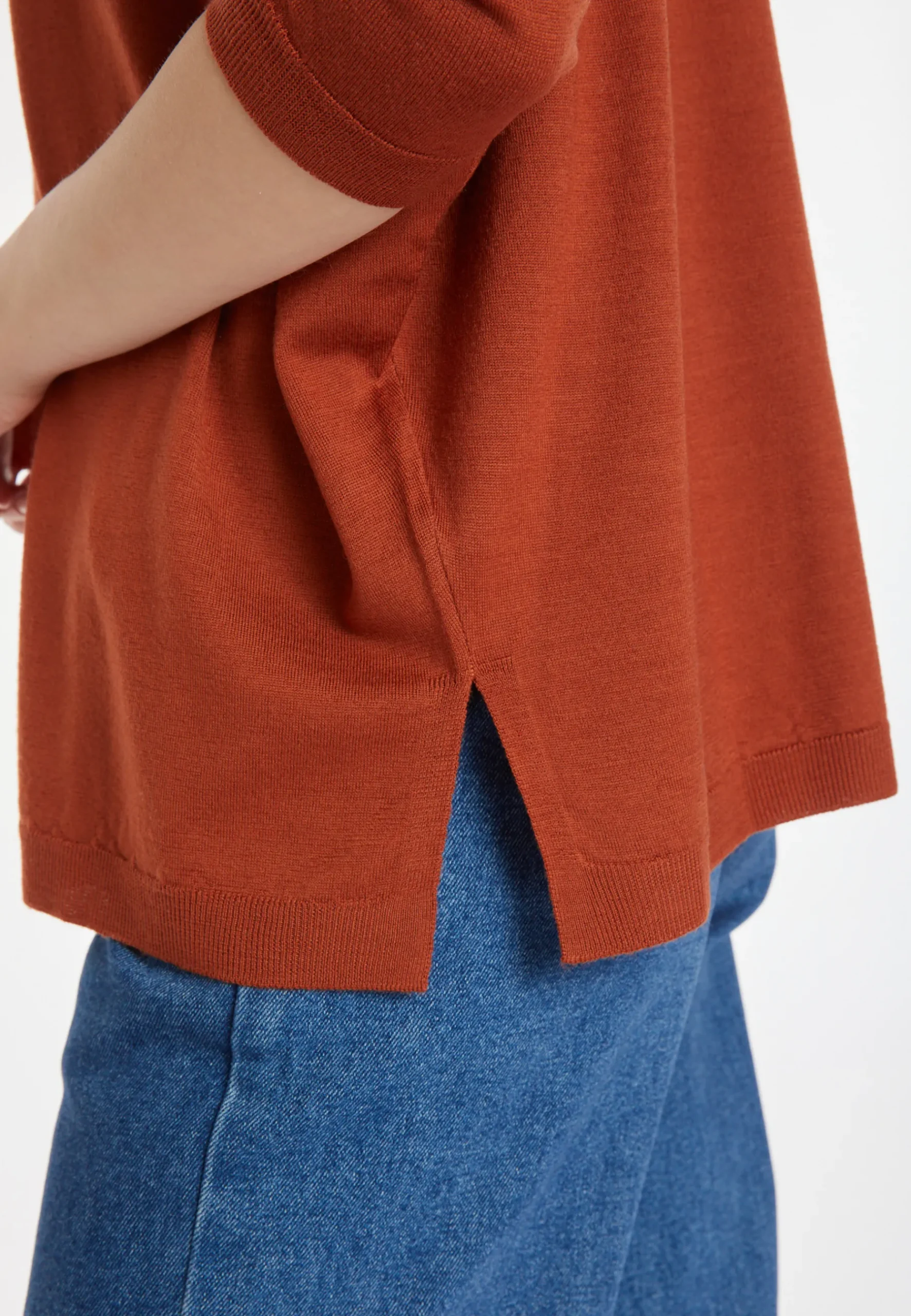 Montagut Les Incontournables-Pull ample fin en laine mérinos - Azel 92-Rouille