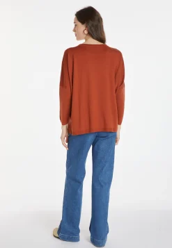 Montagut Les Incontournables-Pull ample fin en laine mérinos - Azel 92-Rouille