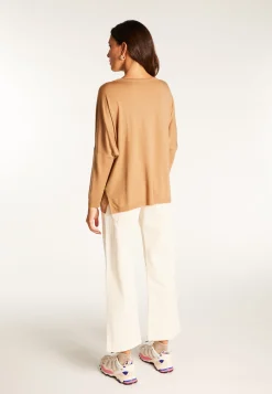 Montagut Pulls | Les Incontournables-Pull ample fin en laine mérinos - Azel 88-Camel