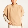 Montagut Les Incontournables-Pull ample manches courtes en cachemire - Virginia 88-Camel