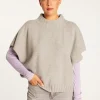 Montagut Les Incontournables-Pull ample manches courtes en cachemire - Virginia 09-Gris moyen