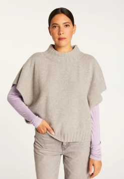 Montagut Les Incontournables-Pull ample manches courtes en cachemire - Virginia 09-Gris moyen