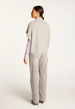 Montagut Les Incontournables-Pull ample manches courtes en cachemire - Virginia 09-Gris moyen