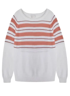 Montagut Pulls-Pull ample rayé en lin flammé - Tael 02-Blanc
