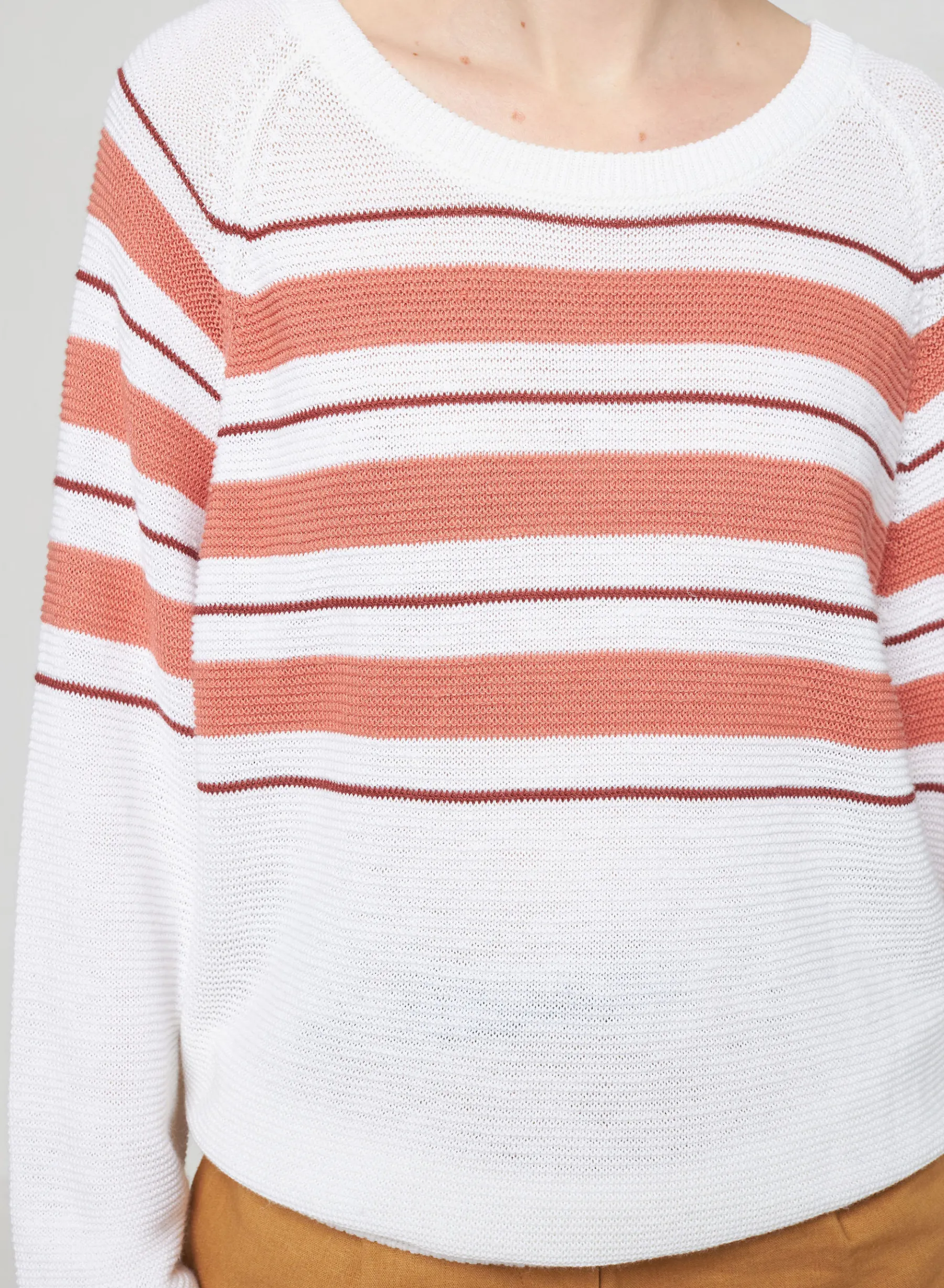 Montagut Pulls-Pull ample rayé en lin flammé - Tael 02-Blanc