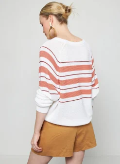Montagut Pulls-Pull ample rayé en lin flammé - Tael 02-Blanc
