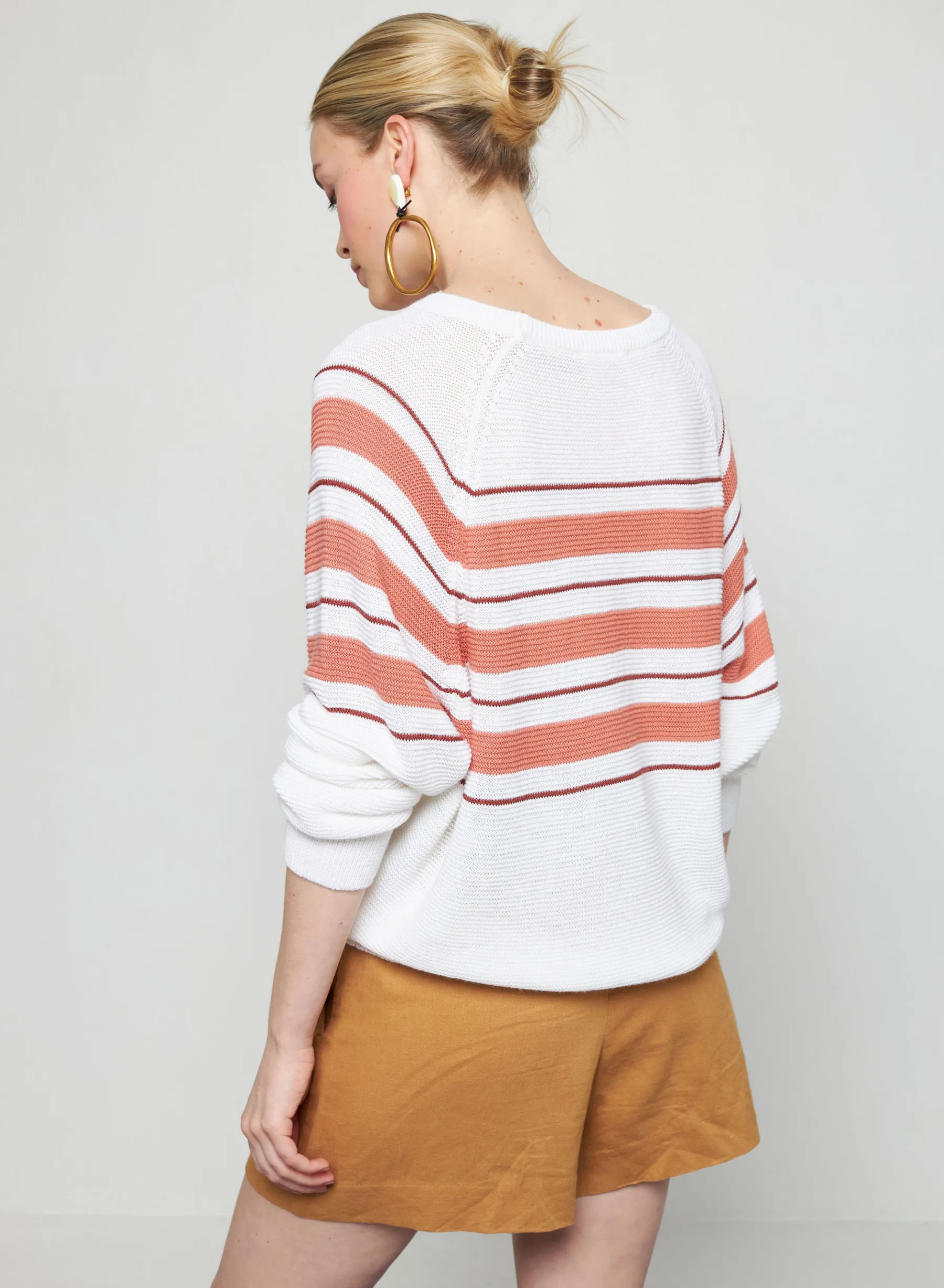 Montagut Pulls-Pull ample rayé en lin flammé - Tael 02-Blanc