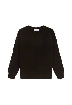 Montagut Pulls-Pull avec broderie en laine et cachemire - Rachel 01-Noir