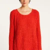 Montagut Pulls-Pull avec fentes en soie laine velours - Bonnou 52-Rouge