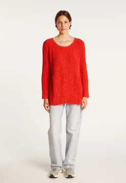 Montagut Pulls-Pull avec fentes en soie laine velours - Bonnou 52-Rouge