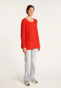 Montagut Pulls-Pull avec fentes en soie laine velours - Bonnou 52-Rouge