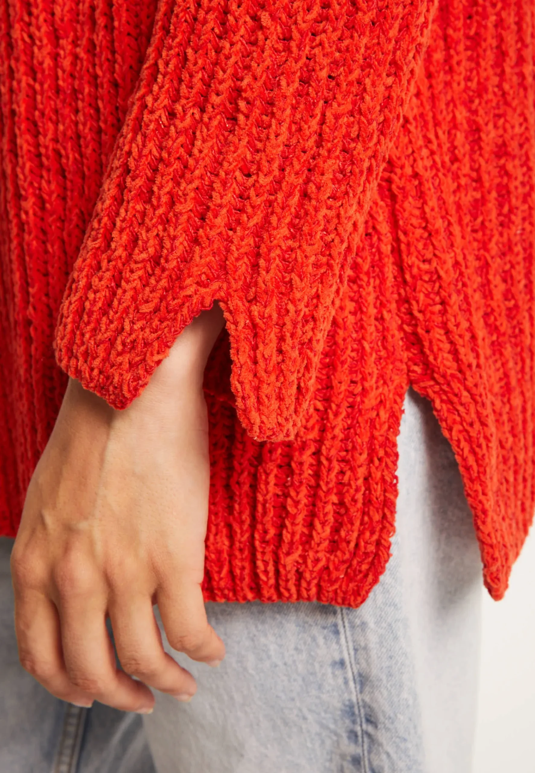 Montagut Pulls-Pull avec fentes en soie laine velours - Bonnou 52-Rouge
