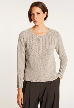 Montagut Pulls-Pull avec torsades en soie laine velours - Bahamas 11-Gris clair