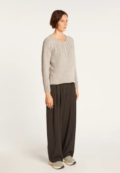 Montagut Pulls-Pull avec torsades en soie laine velours - Bahamas 11-Gris clair