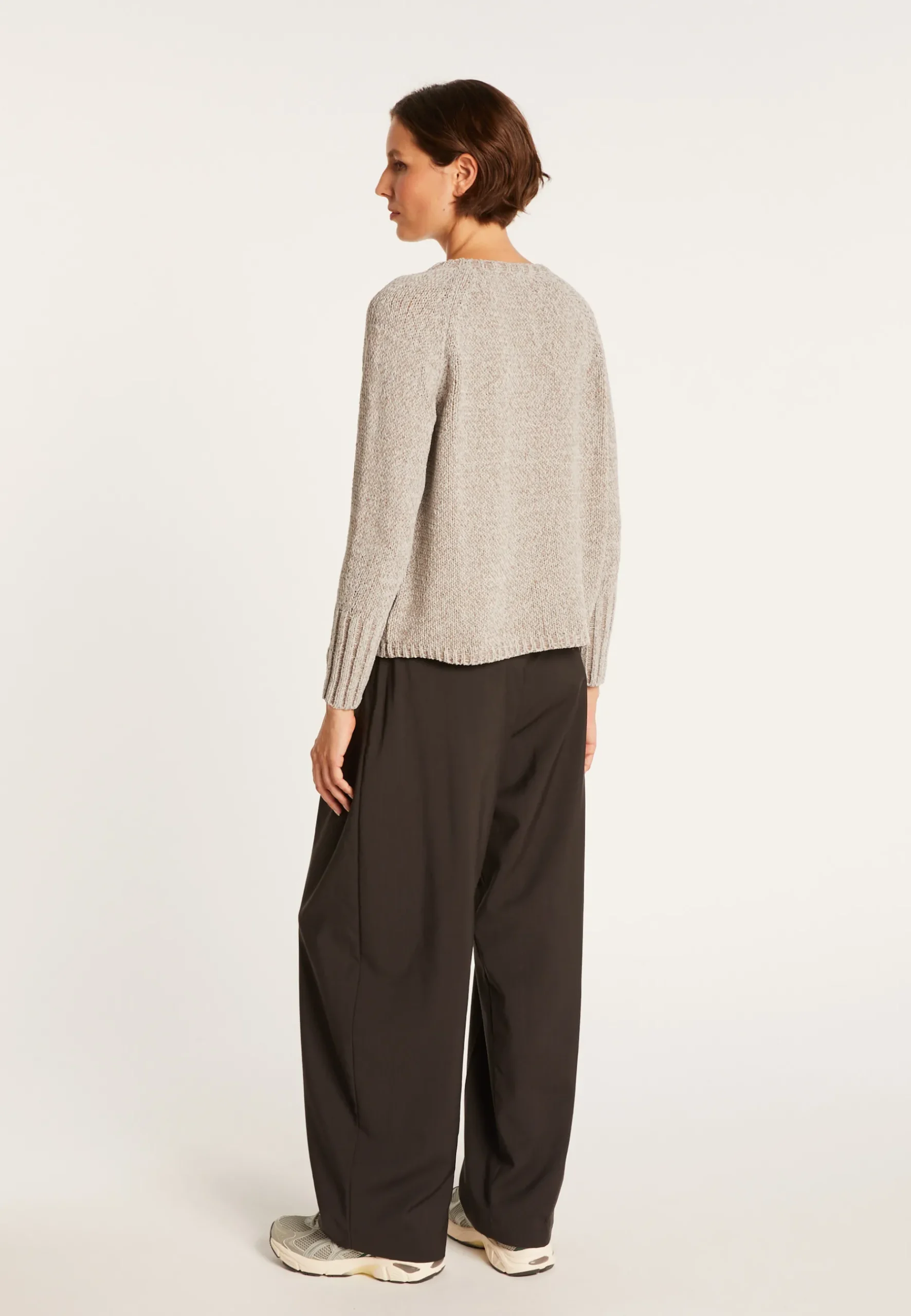 Montagut Pulls-Pull avec torsades en soie laine velours - Bahamas 11-Gris clair