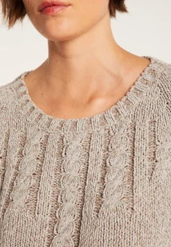 Montagut Pulls-Pull avec torsades en soie laine velours - Bahamas 11-Gris clair
