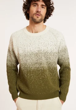 Montagut Pulls-Pull bicolore en coton brossé - Doryan 83-Kaki