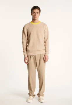 Montagut Pulls-Pull bicolore en gros coton - Pacome 13-Beige moyen