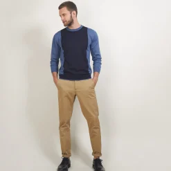 Montagut Pulls-Pull bicolore en laine - Lasso 05-Bleu marine