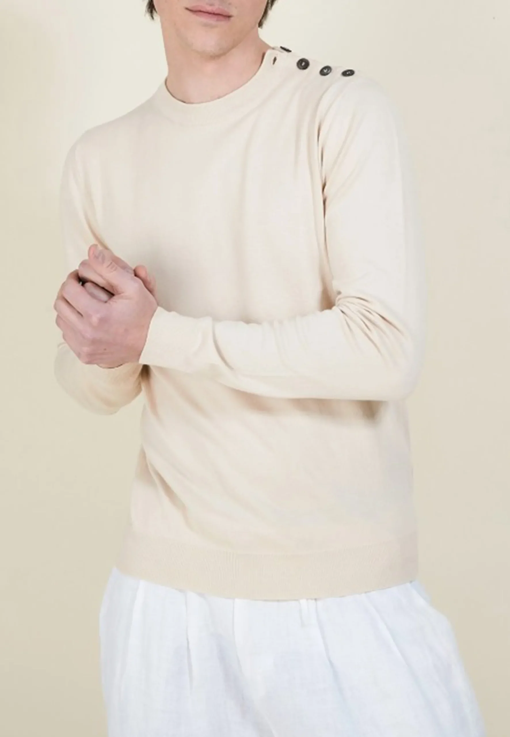Montagut Pulls-Pull boutonné en coton - Bonze 12-Beige clair