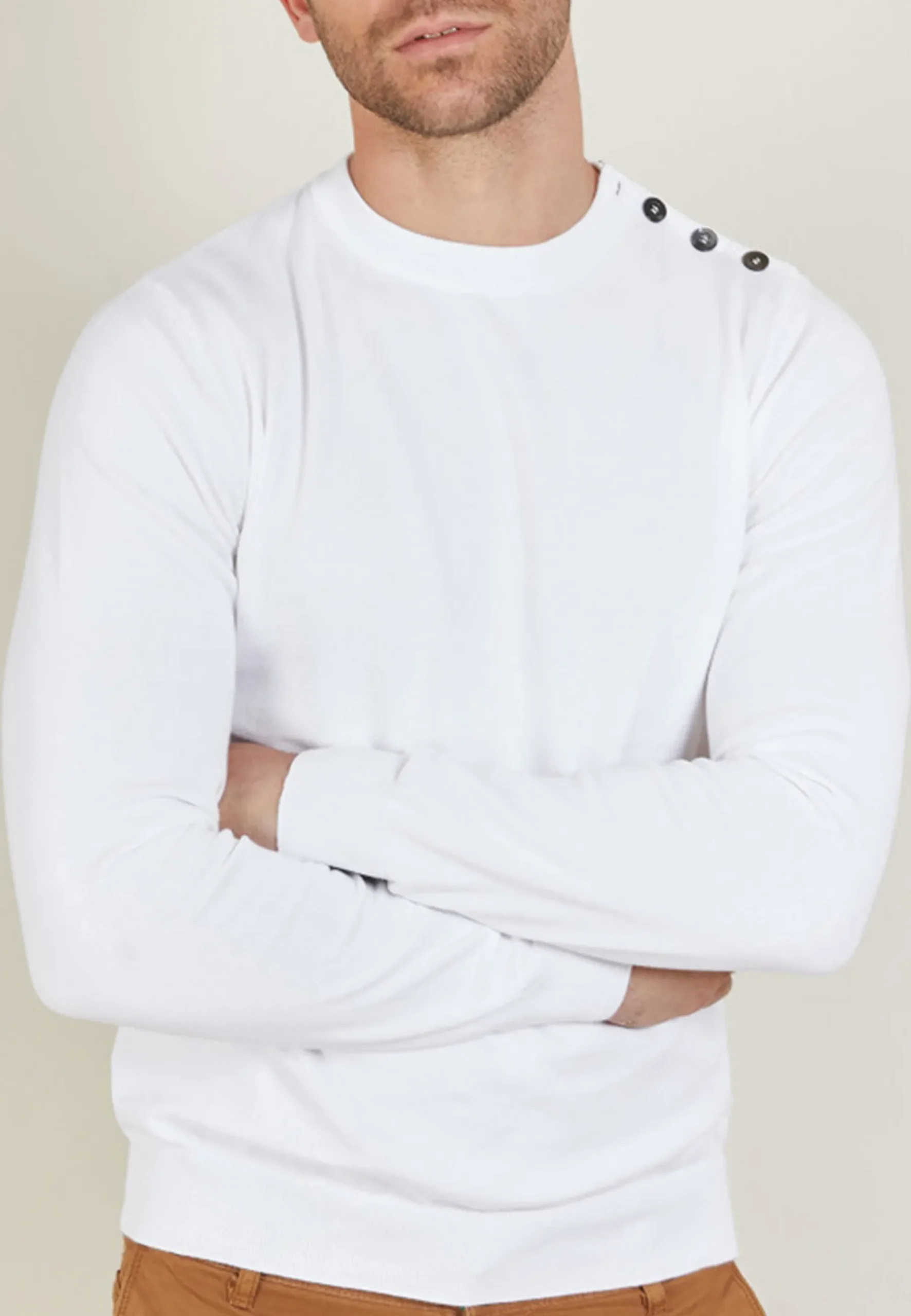 Montagut Pulls-Pull boutonné en coton - Bonze 02-Blanc