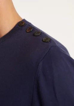 Montagut Pulls-Pull boutonné en coton - Bonze 05-Bleu marine