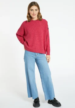 Montagut Pulls-Pull boutonné laine et cachemire - Charlie 26-Rose foncé