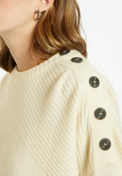Montagut Pulls-Pull boutonné laine et cachemire - Charlie 82-Ecru