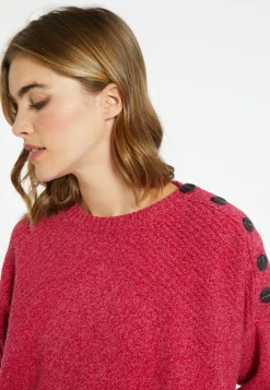Montagut Pulls-Pull boutonné laine et cachemire - Charlie 26-Rose foncé