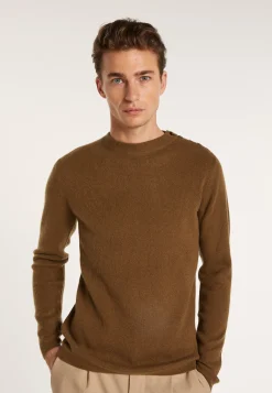 Montagut Pulls-Pull cachemire 4 fils boutons épaules - Fernand 07-Marron