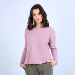 Montagut Pulls-Pull cachemire boutons dos - Becky 25-Rose moyen